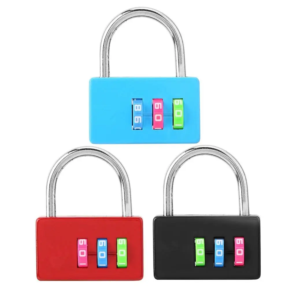 

Colorful 3 Dial Digit Password Combination Padlock Suitcase Luggage Metal Code Safe Lock Mini Coded Keyed Anti-Theft Locks