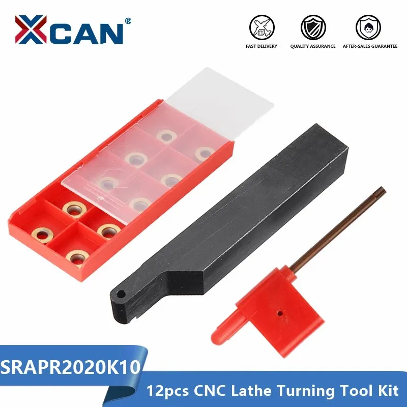 

XCAN SRAPR2020K10 External Lathe Turning Tool Holder with 10pcs RPMT10T3MO Inserts Carbide Insert CNC Lathe Boring Bar
