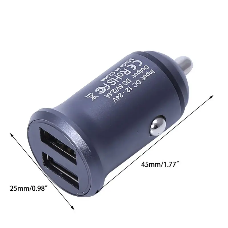 2.4A/4.8A мини алюминиевый сплав Пуля двойной USB автомобильный адаптер зарядного устройства для телефона для iPhone samsung Galaxy Xiaomi huawei смартфонов LX9A
