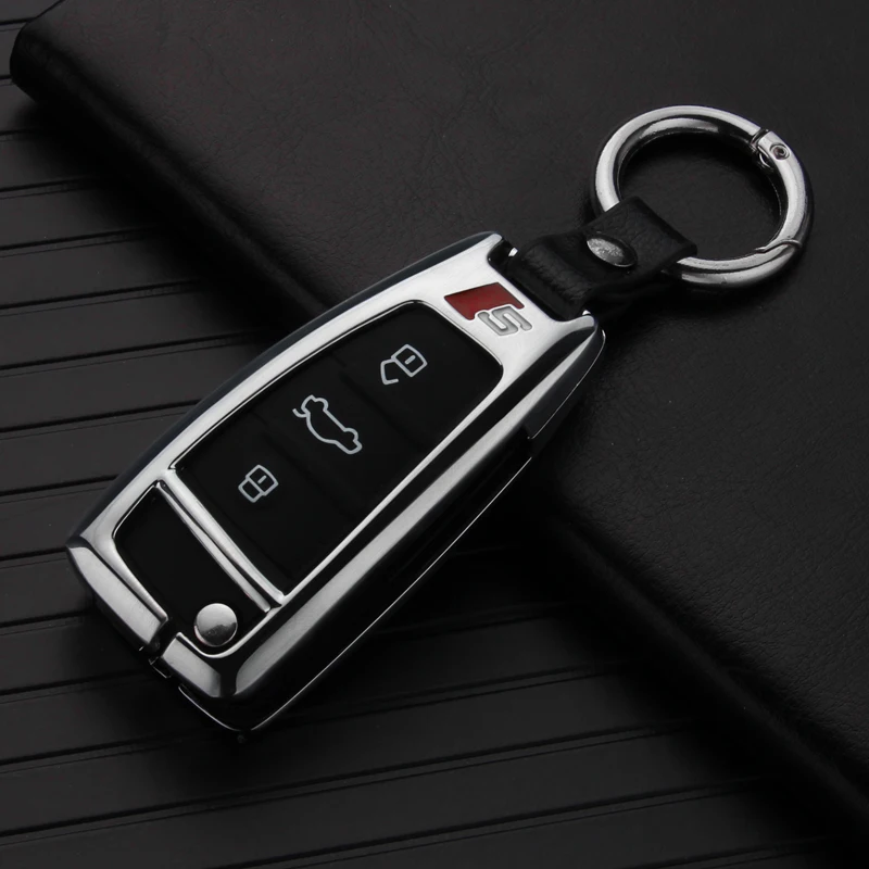 A silver ring set Сплав+ Силиконовое защитное покрытие для автомобильных ключей чехол КРЫШКА ДЛЯ Audi A3 A4 A4L B5 B6 B7 B8 B9 A5 A6 A6L C5 C6 Q3 Q5 Q7 S5 S7 RS3 TT корпус для автомобильного ключа - Название цвета: A silver ring set