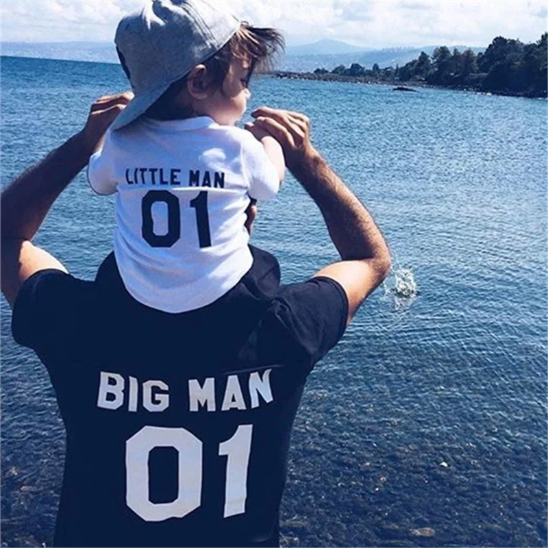 Family Matching Clothes Fashion Big Little Man Tshirt Daddy And Me Outfits Father Son Dad Baby Boy Kids Summer Clothing Brothers 2