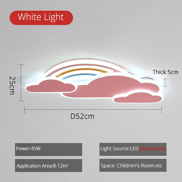 Современный светодиодный потолочный светильник в форме радужных облаков для детской комнаты розовый 220 В потолочный светильник для девочек белый светильник для спальни - Цвет корпуса: Pink-Medium Size