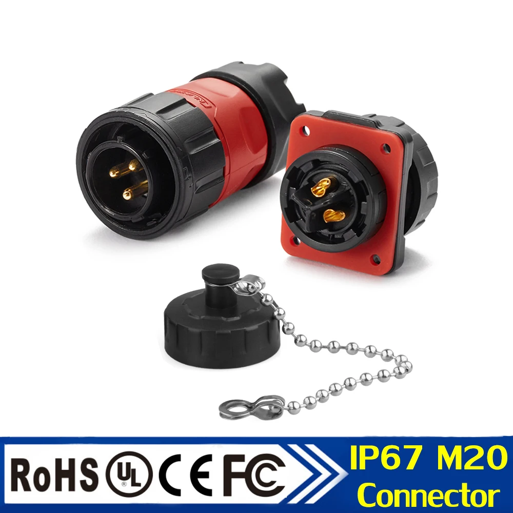 Waterproof Thread Panel Anti corrosion Power Connector 2Pin 3Pin 4Pin