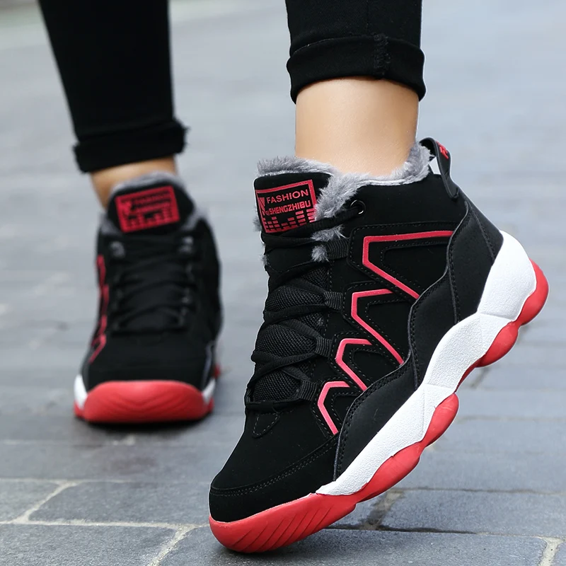Мужские ботинки пара мужских зимних теплых ботинок мужские меховые плюшевые высокие ботильоны сникерсы, Рабочая обувь мужские ботинки на шнуровке
