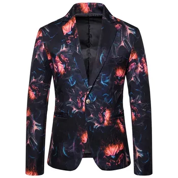 

2020 new mens flower Blazer spring and autumn men suit jacket fashion casual overcoat Slim fit mens suits blazers