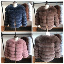 50cm nowe damskie ciepłe prawdziwe futro z lisów krótkie zimowe futro kurtka odzież wierzchnia naturalne niebieskie futra z lisa dla kobiet gorąca promocja