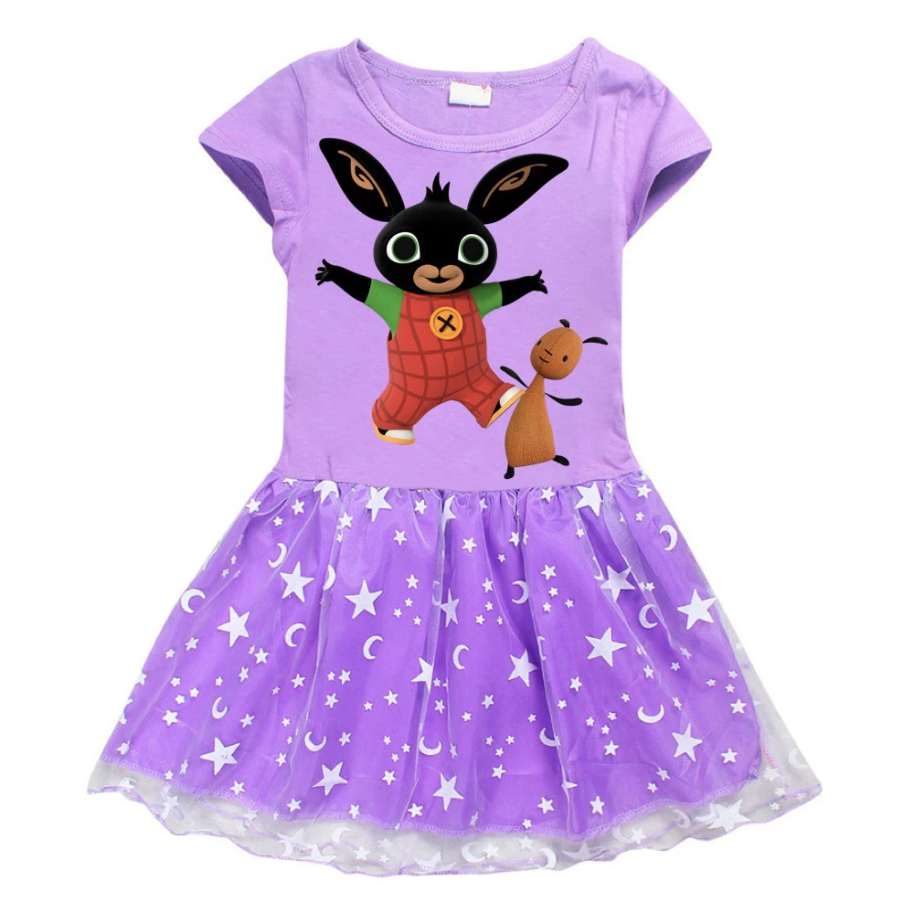 Летнее красивое платье для маленьких девочек на Хеллоуин, платье с принтом животных, платье с рисунком Банни, элегантное рождественское платье для малышей - Цвет: Q223Purple