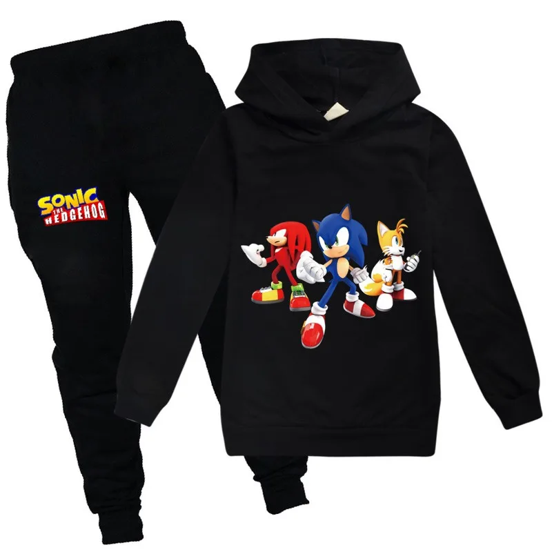

New child Tracksuit Autumn boy Clothing Sets Children Boys Girls Sonic The Hedgehog Clothes Kids Hooded T-shirt Pants 2Pcs Suits