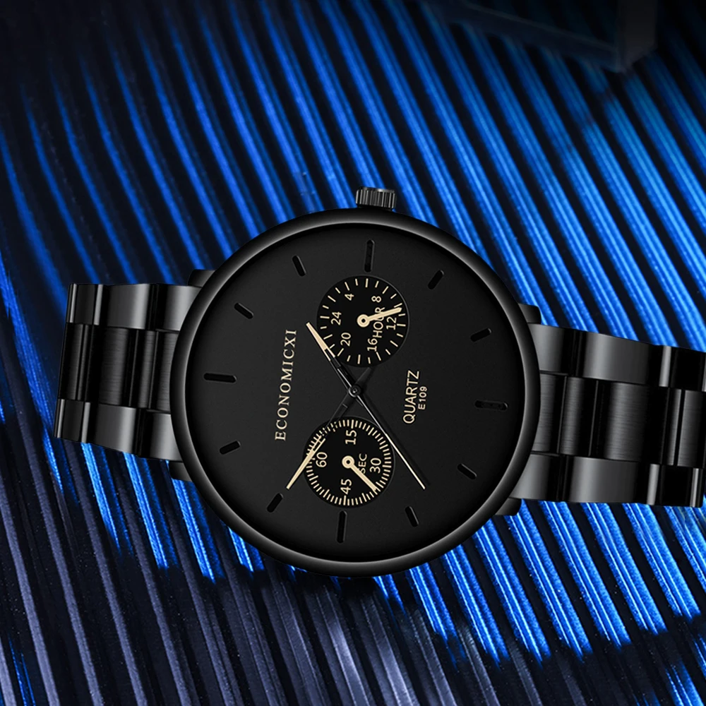 Роскошные кварцевые мужские часы с синим указателем, повседневные модные часы с ремешком из нержавеющей стали, подарок, деловые наручные часы, Relogio Masculino