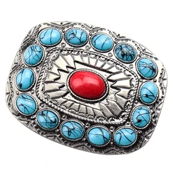 Masculino retro ocidental cowboy turquesa grânulo metal cinto fivela