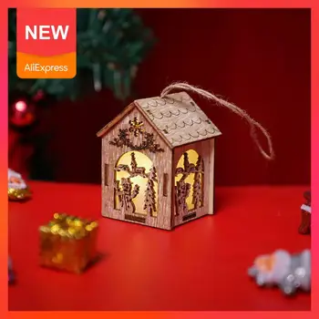

Mini Christmas Wooden House with Lights Mini Hanging Decor Ornaments Decoration Festival Led Light Holiday Nice Xmas Gifts