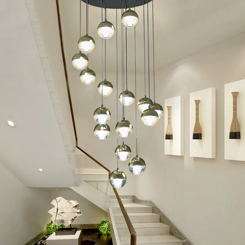 

Chandelier Penthouse Floor Post-modern Restaurant Modern Minimalist Villa Crystal Stairwell Rotating Hall Light Luxury Chandelie