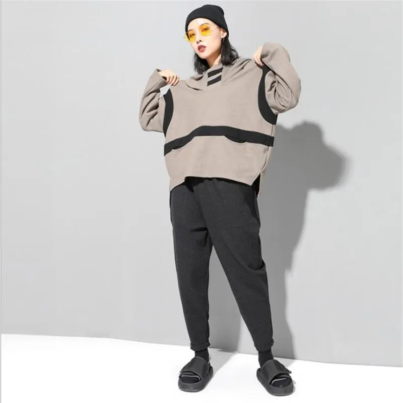 Осень зима теплая плотная ткань толстовки и свитшоты sudadera mujer полосатый геометрический дизайн толстовки женские блузки Топы