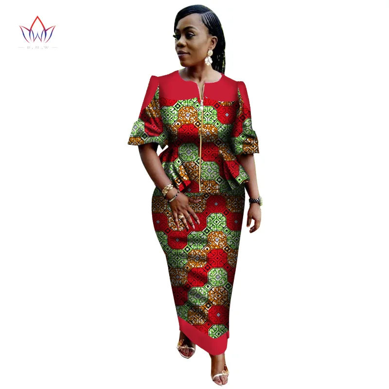 Robe Africaine Femme Bazin O Neck Print Skirt Set Robe Wax African Clothing Plus Size Women Cotton Clothing Puff Sleeve Wy2803 Skirt Set Two Setafrican Skirt Set Aliexpress
