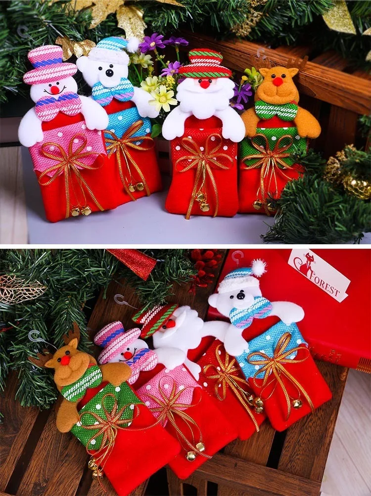 Подарок Санта-Клауса, снеговика, лося, сумки для конфет, рождественская елка, подвесные украшения, новогодний Рождественский Декор, вечерние украшения для дома 62652
