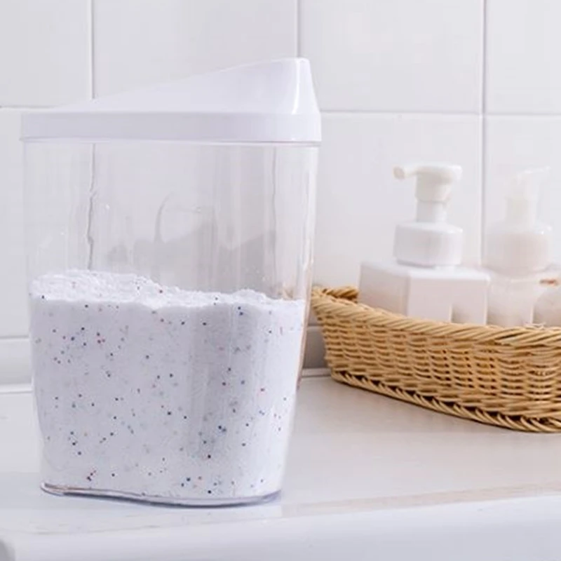 

ABSS-Household with Lid Laundry Detergent Box Creative Transparent Container Storage Tank Laundry Powder Barrel