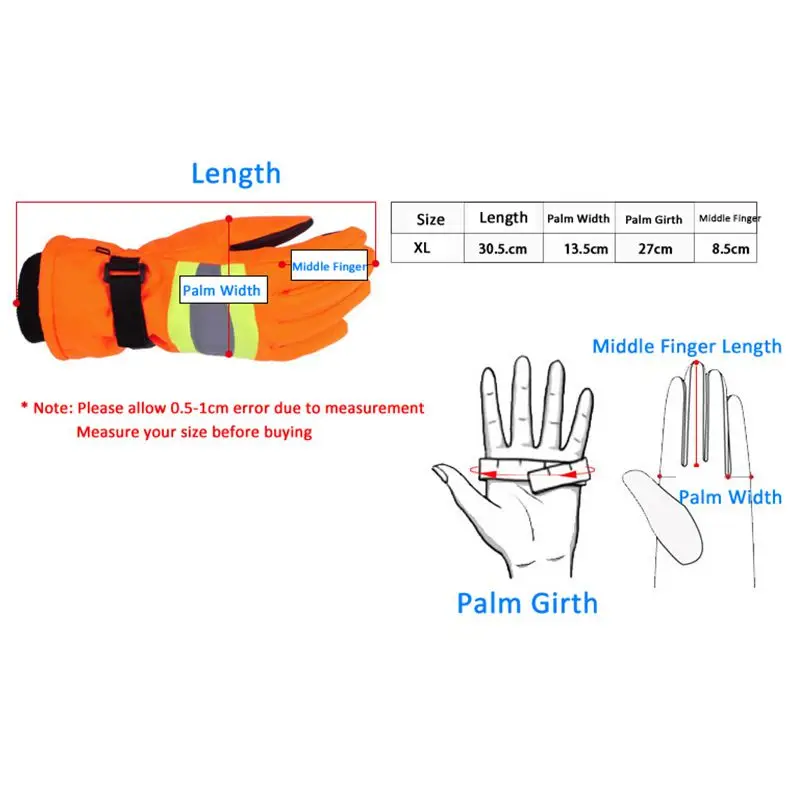 Зимние теплые рабочие перчатки со светоотражающими полосками, противоскользящие ветрозащитные теплые перчатки для занятий спортом на открытом воздухе, безопасная защита рук