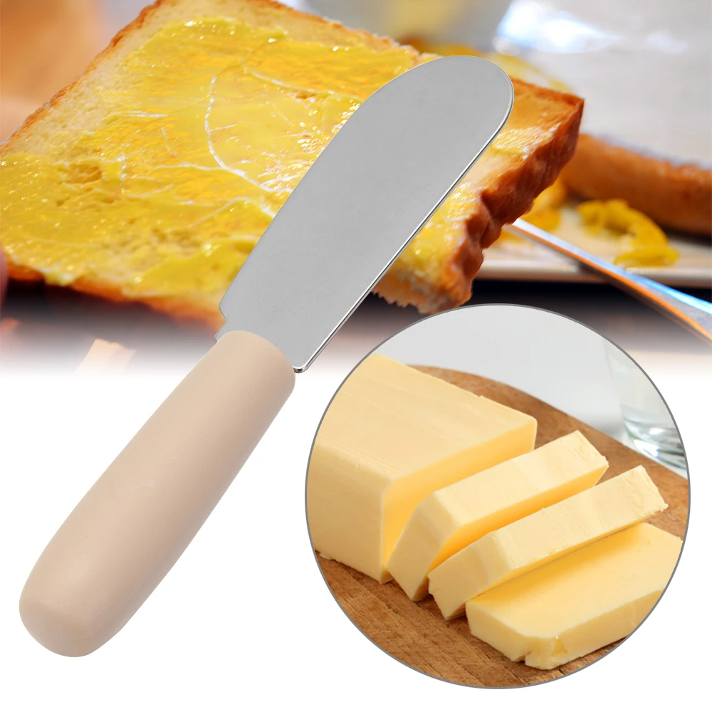 Silicone Spatula Mini Stainless Steel Spatula Scraper Knives Breakfast Sandwich Cheese Slicer Spreader Butter Knife Plastic Handle 1PC