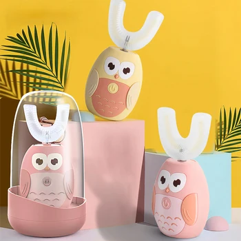 

Electric Kids Toothbrush USB Rechargeable 360 Sonic U Type Silicone UV Drying Automatic Cute Cartoon Children Oral Care Brush