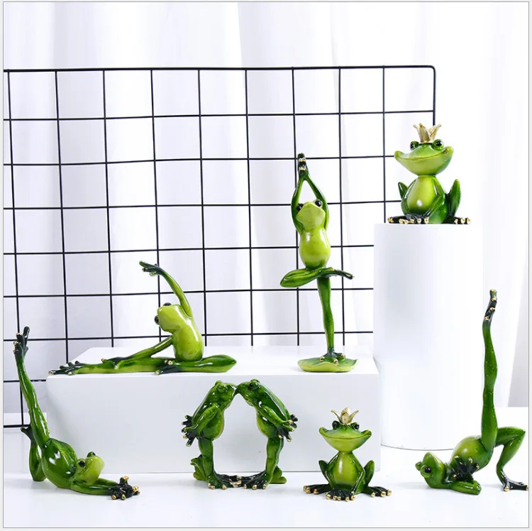 

Home Decoration Kawaii Yoga Frogs Figurine Girl's Dream Modern Resin Home Sculpture Dolls Resin Model Odd Gifts Crafts Animal