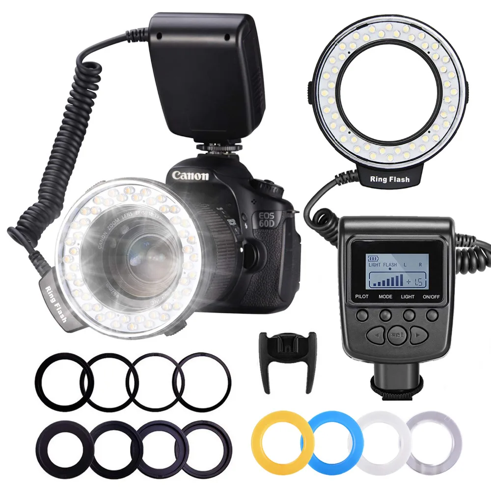 Skup MAMEN makro LED pierścień latarka Speedlight speedlite do canona Nikon Fujifilm Olympus Pentax DSLR zdjęcie z kamery lampa pierścieniowa zestaw