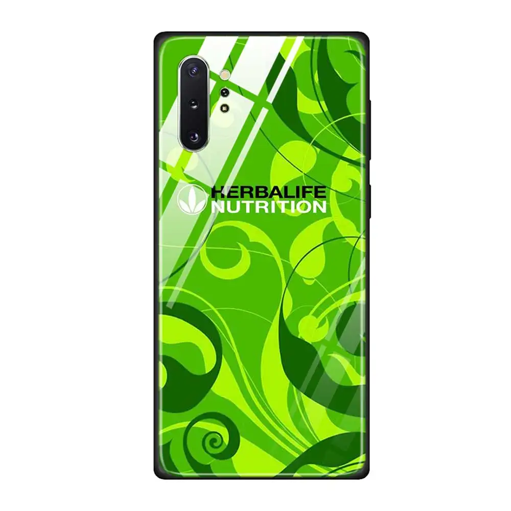 Чехол-накладка из закаленного стекла для телефона Samsung Galaxy S10 S10E S9 S8 Note 9 10 105G Plus A50 A30 TPU Мягкий край чехол Herbalife - Цвет: T13