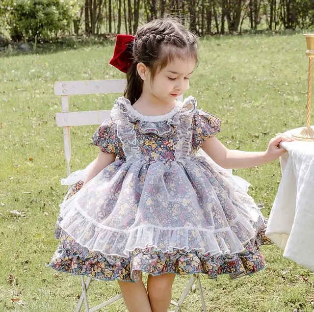 Ropa española para bebé, fiesta de cumpleaños para niños, vestido de baile de princesa Eid de Pascua, vestidos de Lolita con de lazo de encaje para niña A137|Vestidos| - AliExpress