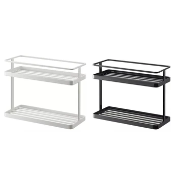 

2-Layers Stainless Steel Storage Rack Spice Condiment Basket Desk Organizer Kitchen Bathroom Storage Holder Rack Shelf