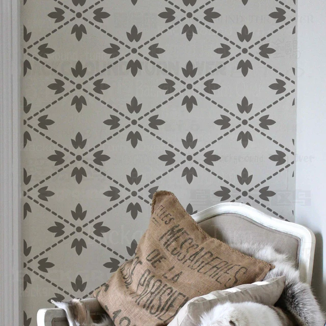 Floral Trellis Wallpaper Wall Stencil Paint Large Vinatge Wall