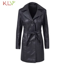 Женская куртка, Женская куртка из искусственной кожи, флисовая, теплая,, зимняя, тонкая, черная, длинная, на пуговицах, мотоциклетная куртка с поясом, 19Aug