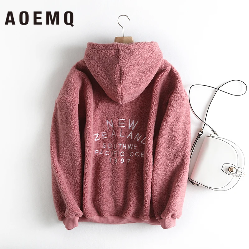 AOEMQ, модные толстовки, Женский свитшот, пуловер, топы, мягкая овечья шерсть, теплая зимняя толстовка, рождественский подарок, женская одежда
