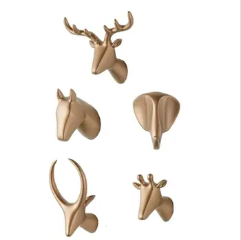 

LCH Modern European Style Creative Resin Animal Art Handmade Cloth Hook Keys Holder Door Knob Pull Clothes Hook