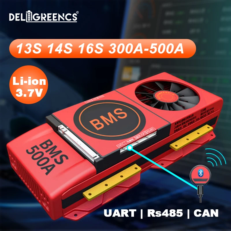 13S 300A Li-Ion Smart BMS 14S 400A 16S 500A для 3 7 В Номинальная литиевые с вентилятором UART Bluetooth 12V 24V