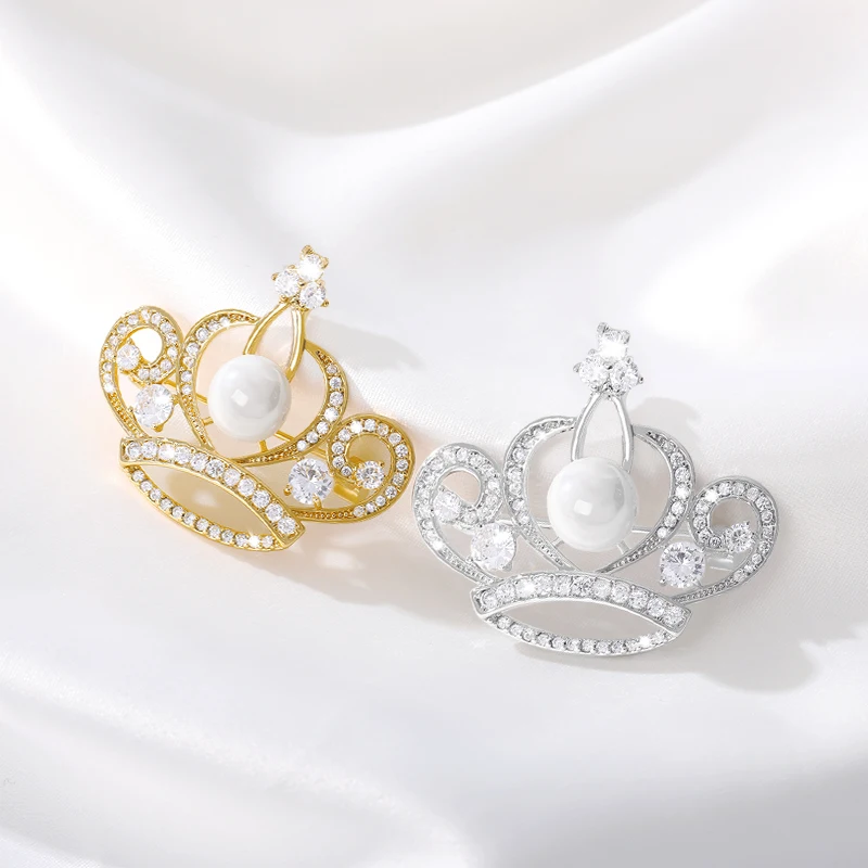 Брошь с цирконом в виде ежика короны цветка булавка для женщин друзей Золотая