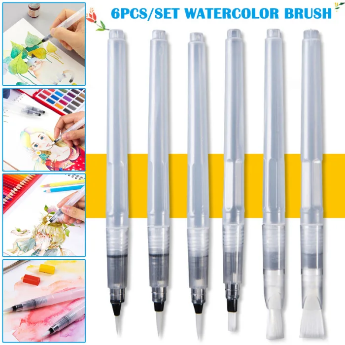 6 шт акварельные кисти многоразовые ручки акварельные цветные краски для рисования художественная поставка Вода цвет ing кисти ручки NC99