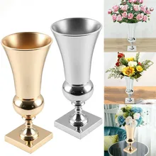 40 см большая потрясающая Серебряная железная Роскошная Цветочная ваза урна Свадебная ваза металлическая настольная Свадебный основной стол реквизит заглушка цветочное украшение
