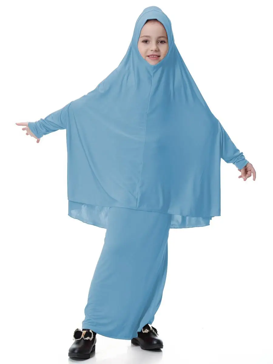 2 pçs muçulmano crianças meninas árabe kaftan