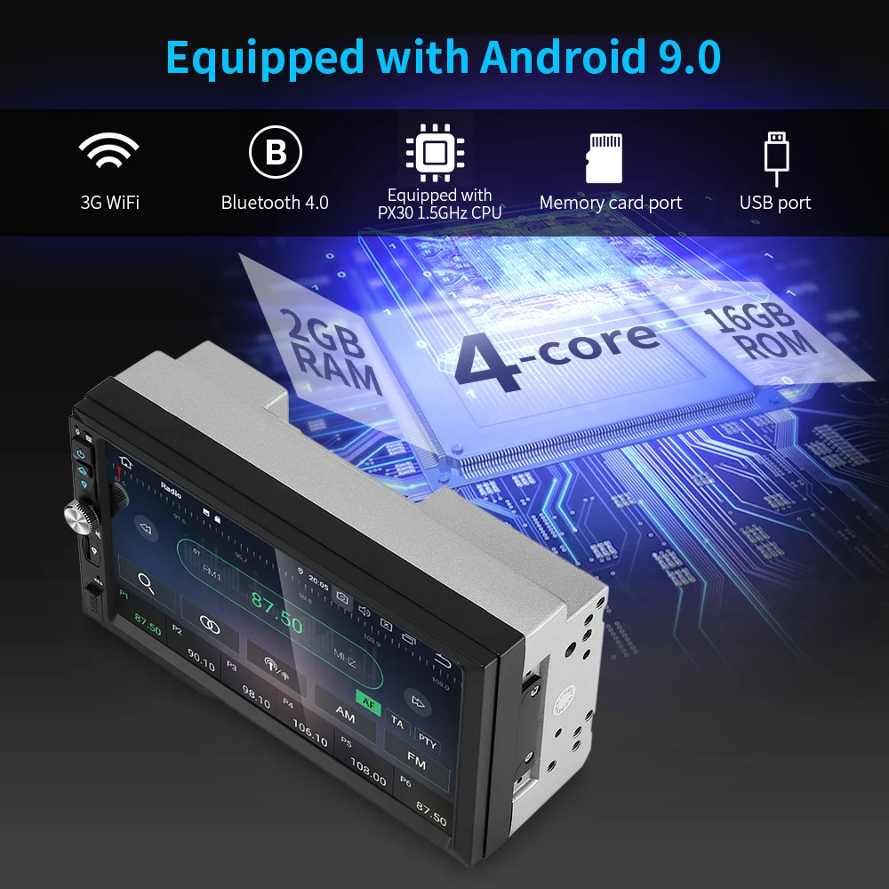 ZEEPIN WN7092S 7 дюймовый Bluetooth 4 0 2 Din Автомобильный мультимедийный плеер с Android 9 Системы