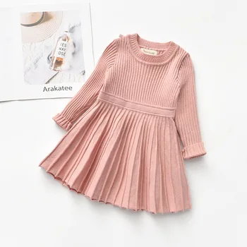 

ZWY416 Long Sleeve Sweater Dress Girls Princess Baby Girl Clothes Sweet Tutu Party Dresses Christmas Little Girl Clothes