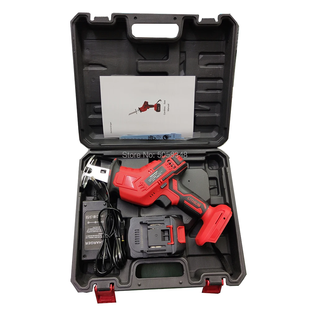 

18v Lithium battery saber saw cordless saber saw 18v cordless reciprocating saw with one 4.0Ah battery and plastic carton