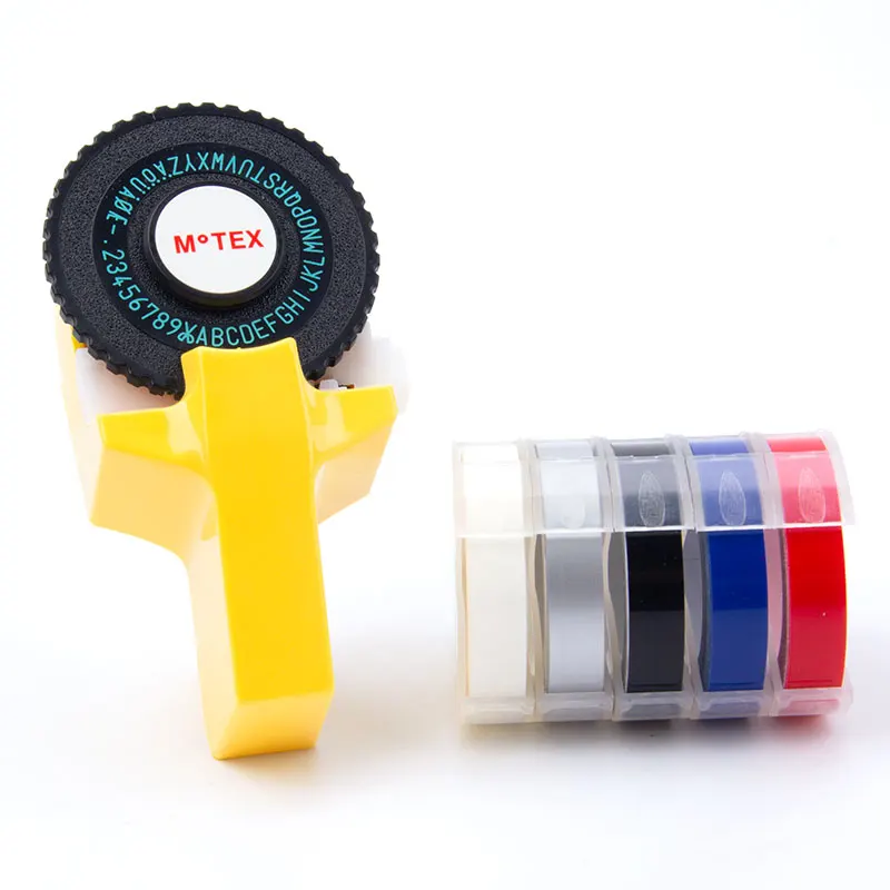 Yellow-5pcs-1 UniPlus Motex 3D производитель этикеток для Dymo 3D лент E101 руководство Typerwriter лента этикеток для принтера DIY письмо стикер - Цвет: Yellow-5pcs-1
