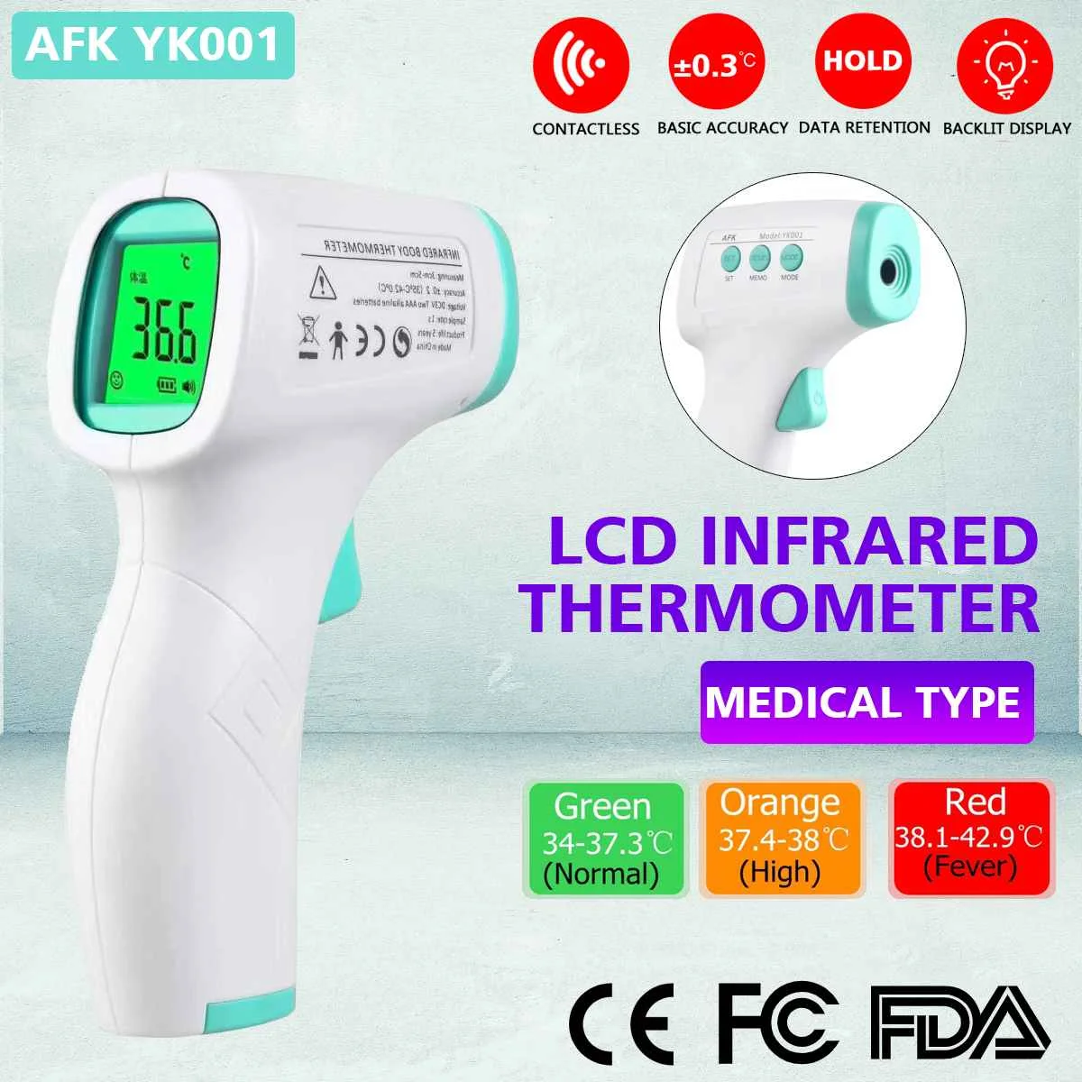 

CE Cerfiticate Baby Digital Thermometer Infravermelho Body Infrared Forehead Non-contact Diagnostic Tool Electronic Thermometer