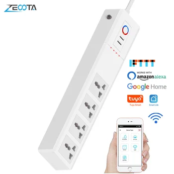 

WiFi Smart Power Strip Universal Outlets Plug Sockets with USB Remote Voice Control Surge Protector Remote by Alexa Google Home