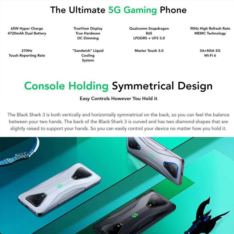XiaoMi Black Shark 3 5G Gaming Smartphone 8GB 128GB 6.67 XiaoMi Black Shark 3 5G Gaming Smartphone 8GB 128GB 6.67