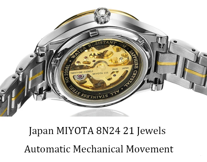 Новые роскошные брендовые швейцарские LOBINNI женские часы Япония MIYOTA 8N24 автоматические механические часы сапфировые женские часы L2006L