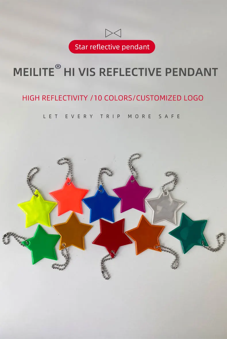 MEILITE-Llavero reflectante con luces de vela, accesorio colgante estrella para bolsa de Seguridad de Tráfico, 500