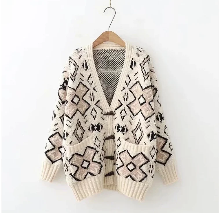 

2019 Autumn New Sweater Coat Long Sleeve Cardigan Sweater Women Single Breasted Loose Plus Size Knitted Cardigan F543