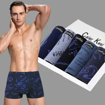 

5Pcs\lot New Mens Underwear Boxer Cotton Homme Print 3D Boxershorts Men Boxers Male Underpants Size Plus S-3XL