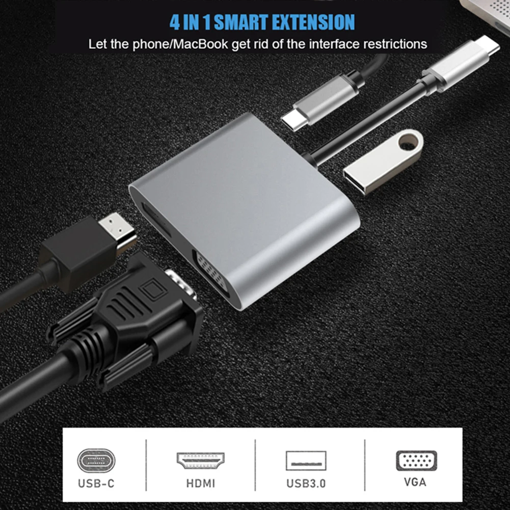 Tonbux 4 в 1 Тип C к HDMI Usb к Hdmi 1,4 конвертер адаптер Hdmi разветвитель HD 1080P Hdmi Conventer для Macbook samsung huawei