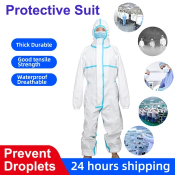 

Quality Anti epidemic Bacterial Prevent Droplets Protective Suit Waterproof Disposable Safety Protection Clothing Hazmat Suit